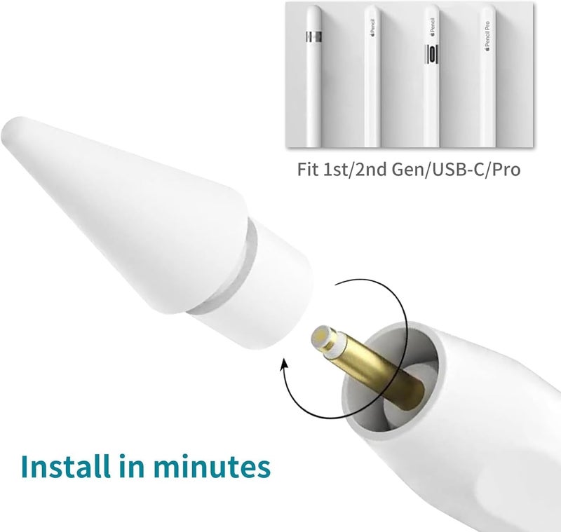 Walant Replacement Tips for Apple Pencil 1st/2nd Gen & Pro/USB-C | Original Feeling & High Sensitivity | Durable Nibs for Writing/Drawing | Compatible with Paper-Like Screen Protector (16 Pack White) - Image 2